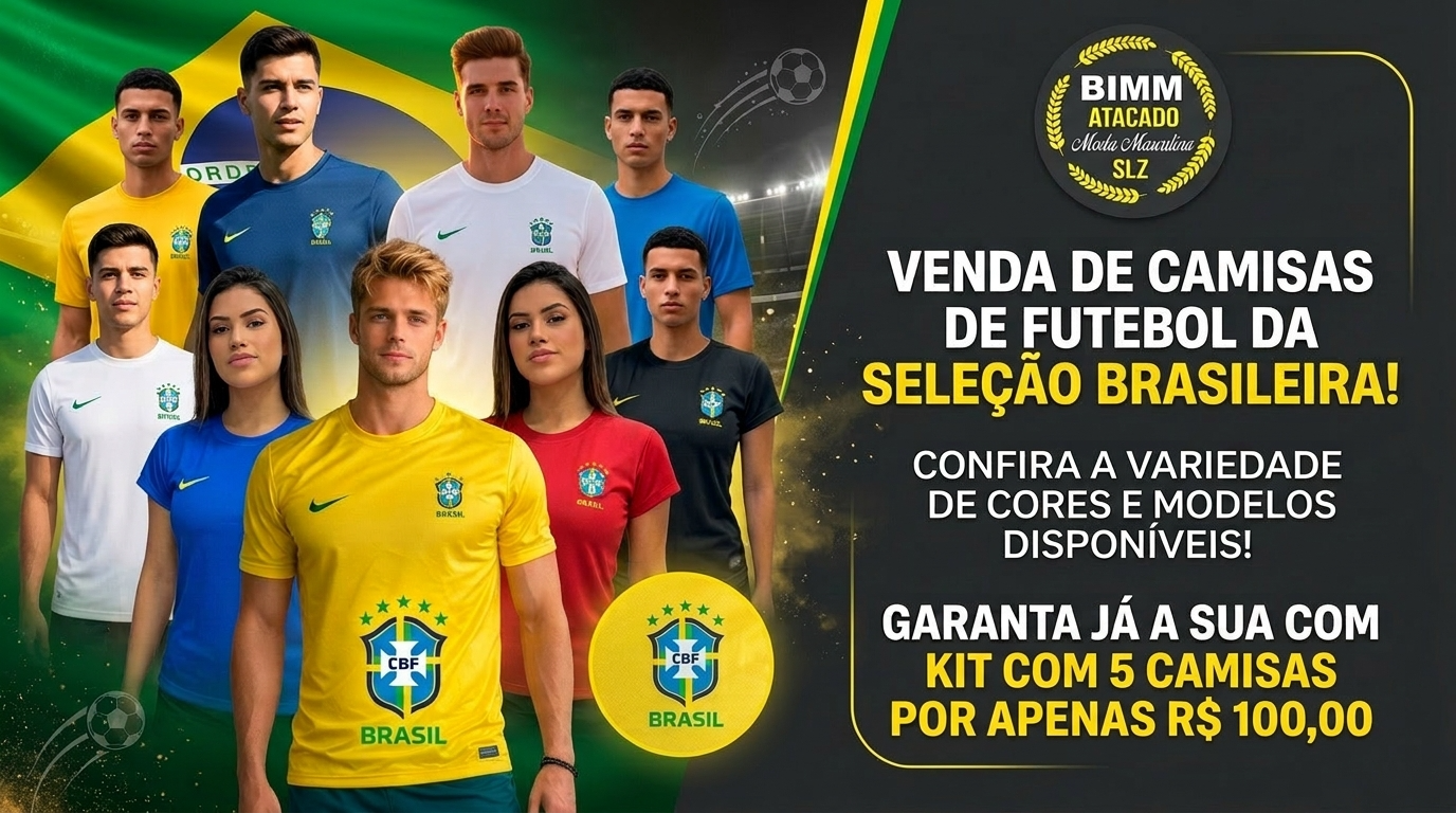 KIT 5 Camisas Dry-Fit Brasil - Masc/Fem